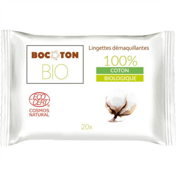 Bocoton - 20 lingettes démaquillantes en coton Bio