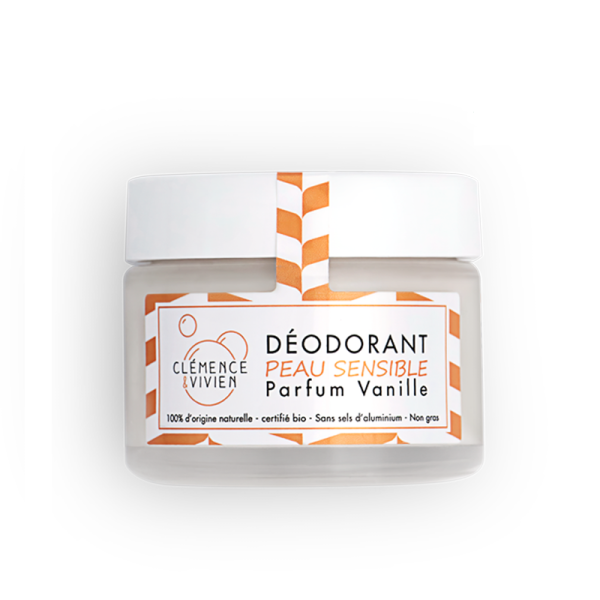 Clémence et Vivien - Baume déodorant naturel pour peaux sensibles - Vanille - 50 g