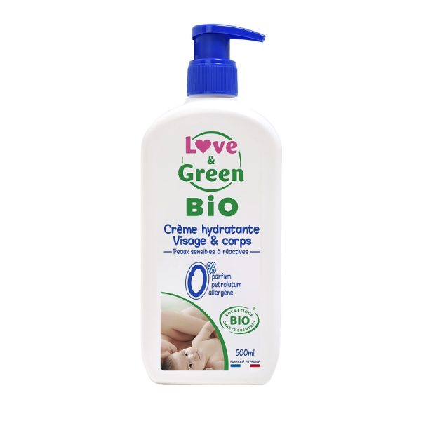 Love & Green - Crème hydratante Bio visage et corps 500 ml