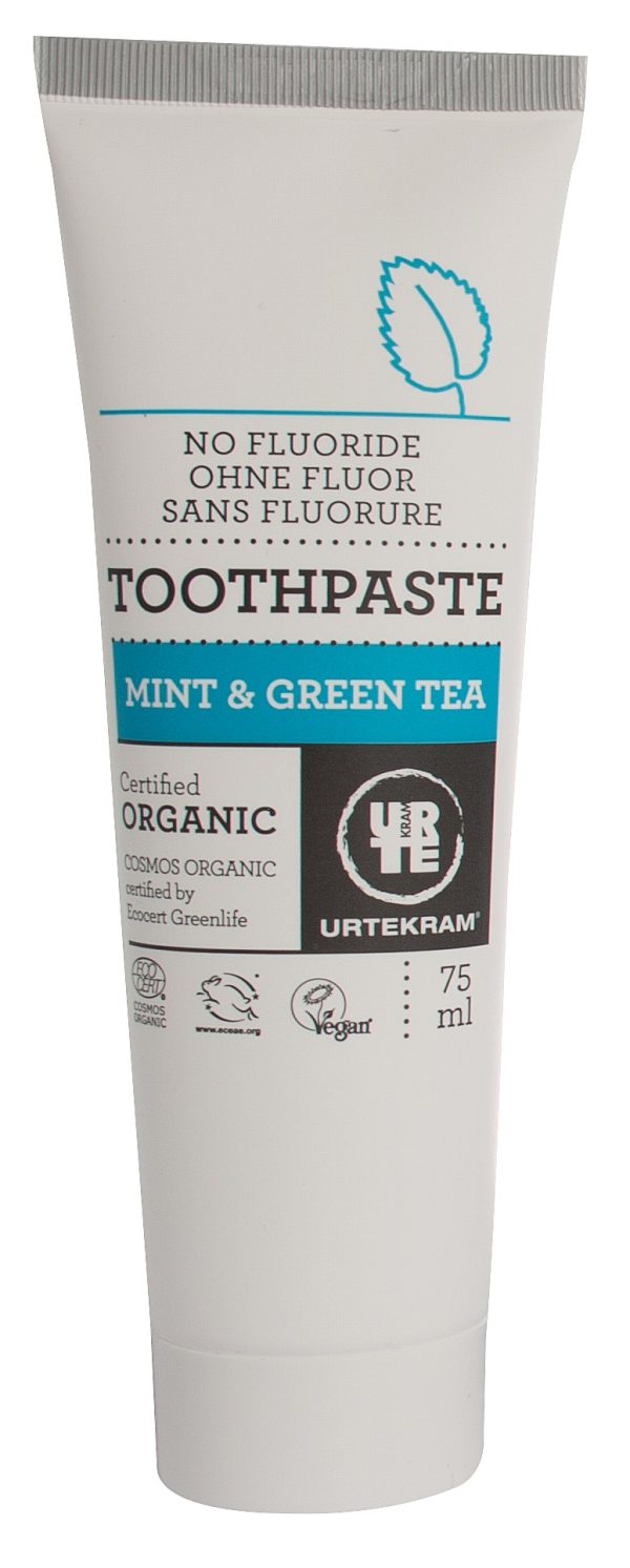 Urtekram - Dentifrice sans fluor menthe et thé vert  BIO 75 ml