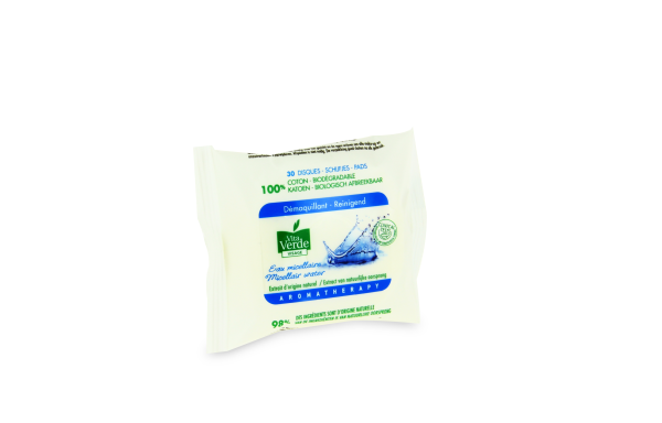 Vita Verde - Disques démaquillants biodégradables en coton - à l'eau micellaire