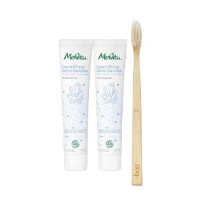 Melvita - DUO de dentifrices Bio Dents blanches. Arôme de menthe 75 ml + Brosse à dent