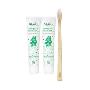 Melvita - Duo de dentifrices Bio Haleine pure - Arôme de menthe 75 ml + Brosse à dent