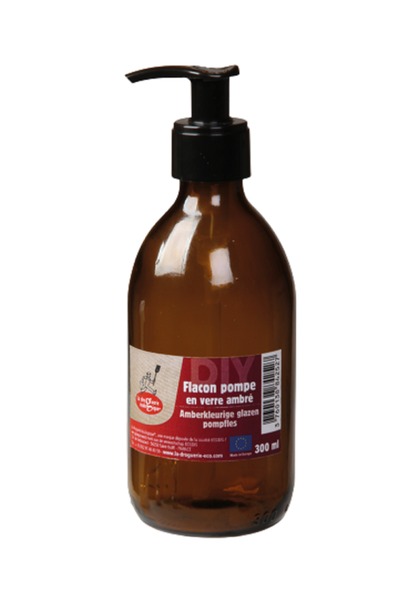 La Droguerie Ecologique - Flacon pompe en verre ambré - 300 ml