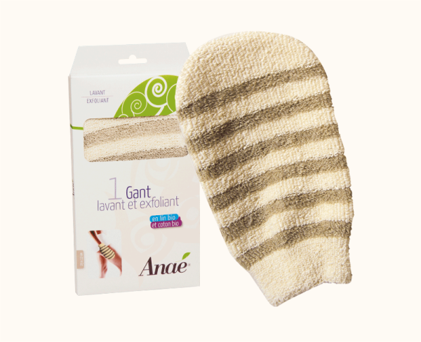 Anaé - Gant lavant et exfoliant - Lin et coton Bio