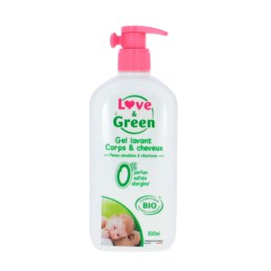Love & Green - Gel lavant hypoallergénique Bio Corps et cheveux 500 ml
