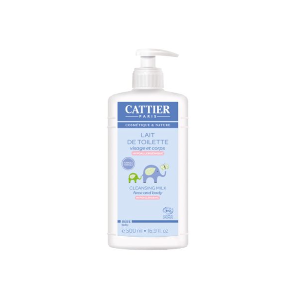 Cattier - Lait de toilette bébé corps et visage 500 ml