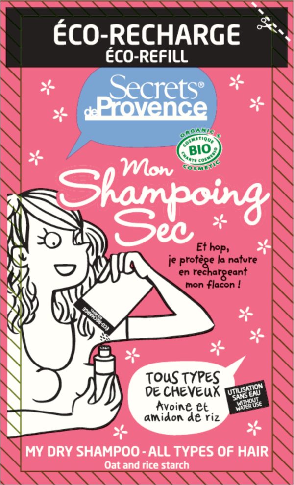 Secrets de Provence - Mon shampooing sec BIO - tous types de cheveux - Recharge 38 ml