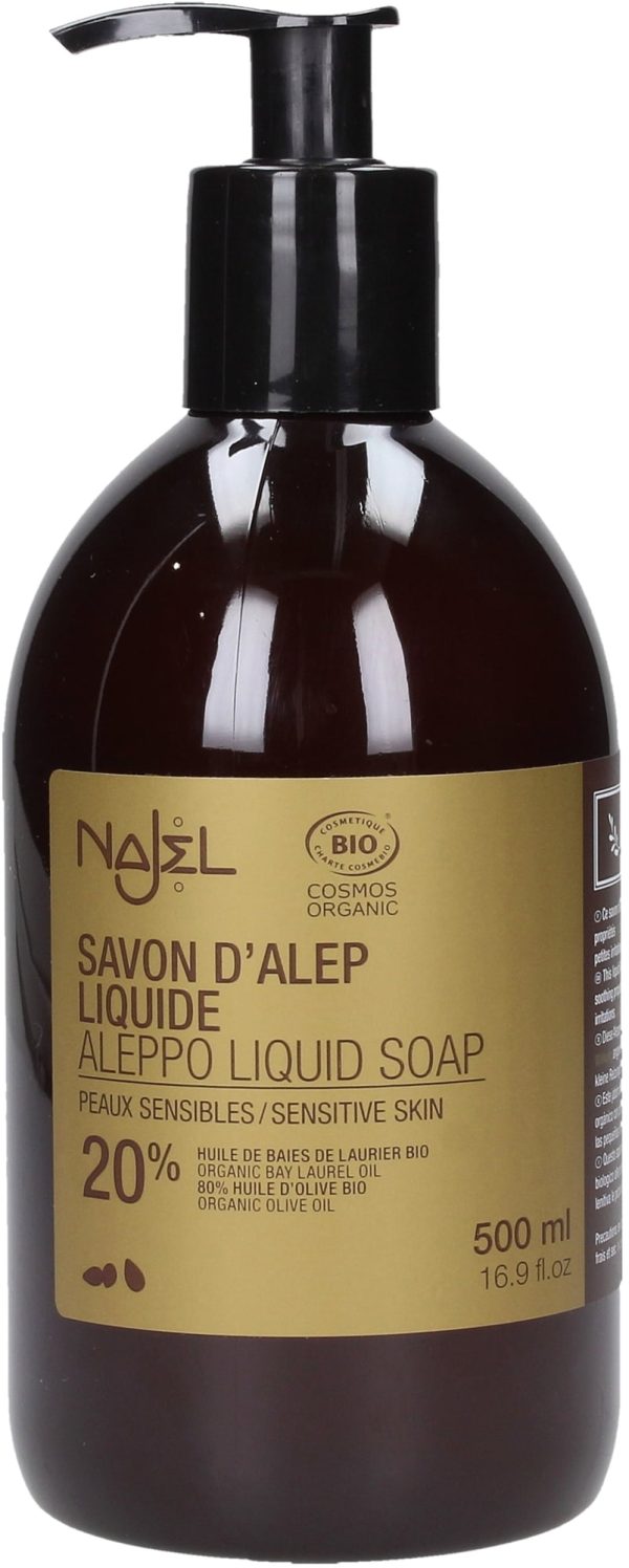 Najel - Savon d'Alep liquide 20% huile de baies de Laurier BIO - 500 ml