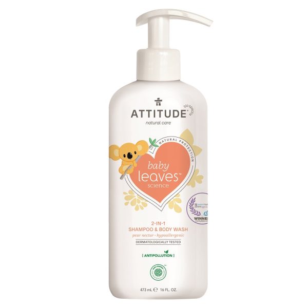 Attitude - Shampooing gel nettoyant 2 en 1 - nectar de poire - baby leaves - 473 ml