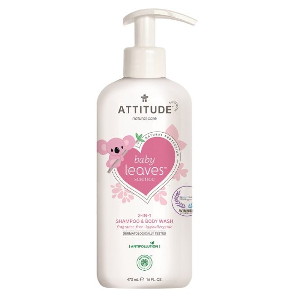 Attitude - Shampooing gel nettoyant 2 en 1 sans parfum - baby leaves - 473 ml