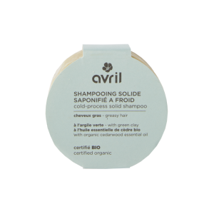 Avril - Shampooing solide Bio - Argile verte - Cheveux gras - 100 g