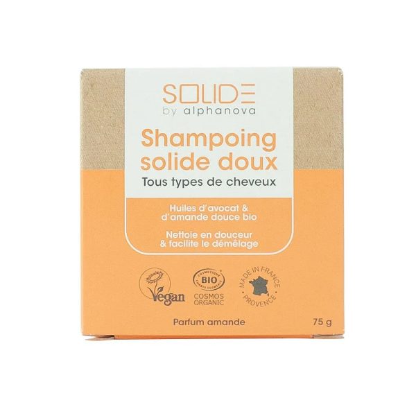 Alphanova - Shampooing solide doux Bio - Tous types de cheveux - 75 g